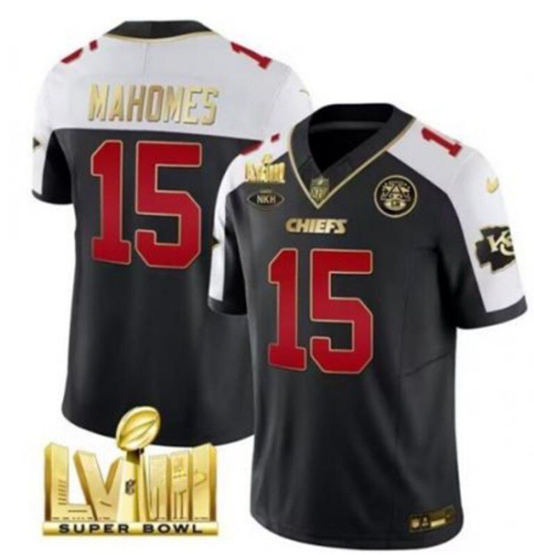 Men 2025 Kansas City Chiefs #15 Mahomes Black Nike Limited NFL Jersey 03